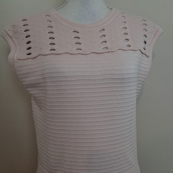 Ted Baker Jacquard Cut Out Baby Pink Skater Dress Size 4 U.S 8 - Picture 10 of 14